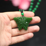 Green Jade Butterfly Pendant Necklace Chinese Jadeite Jewellery
