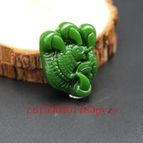 Green Jade Carp Pendant Necklace Chinese Fish Charm Jewelry