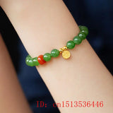Green Jade Carving Bead Bracelet Charm Jewellery Hand-Carved DIY Luck