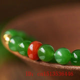 Green Jade Carving Bead Bracelet Charm Jewellery Hand-Carved DIY Luck