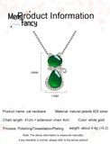 Green Jade Cat Agate 925 Silver Necklace Charm Jewelry