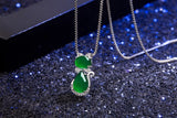 Green Jade Chalcedony Cat Agate Pendant 925 Silver Necklace Chinese Carved Charm