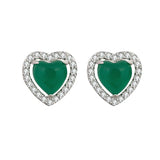 Green Jade Heart Earrings 925 Silver Agate Charm Jewelry