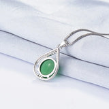 Green Jade Chalcedony Round Pendant 925 Silver Necklace Chinese Carved Charm