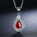 Green Jade Chalcedony Water Drop Pendant Agate 925 Silver Necklace