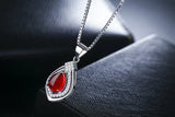 Green Jade Chalcedony Water Drop Pendant Agate 925 Silver Necklace