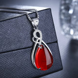 Green Jade Chalcedony Water Droplet Pendant 925 Silver Necklace Charm