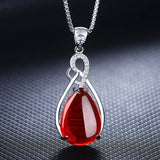 Green Jade Chalcedony Water Droplet Pendant 925 Silver Necklace Charm