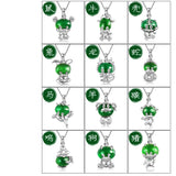 Green Jade Zodiac Pendant 925 Silver Necklace Chinese Carved Charm Jewelry