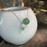 Green Jade Choker Necklace with Natural Freshwater Pearl