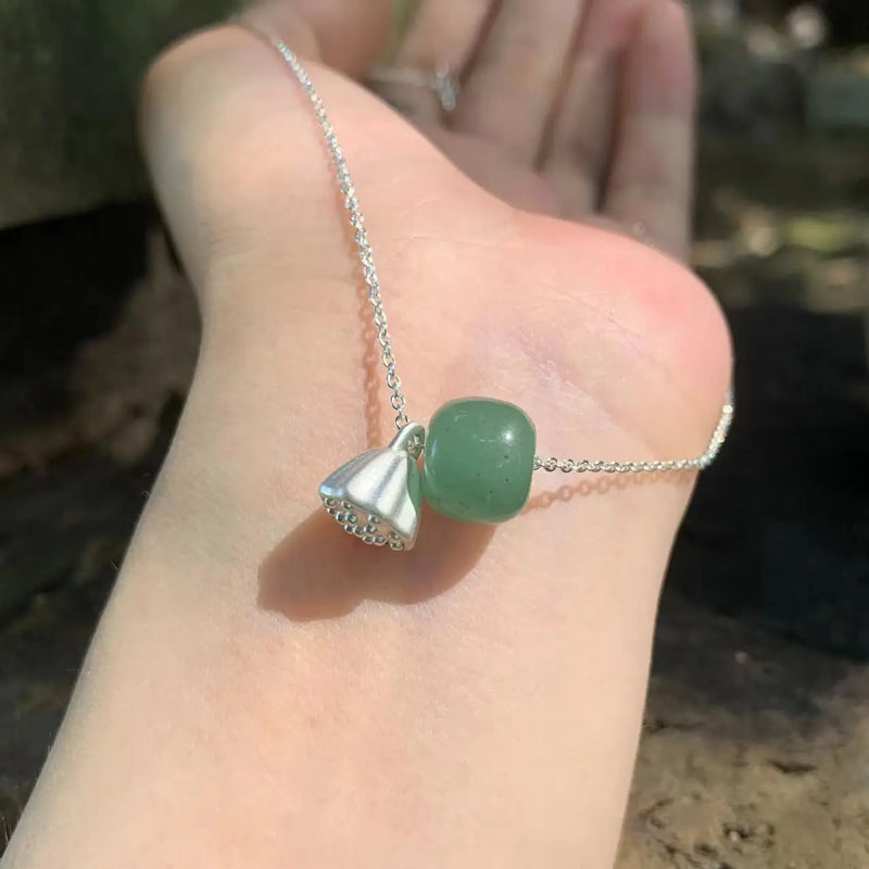 Green Jade Choker Necklace with Natural Freshwater Pearl