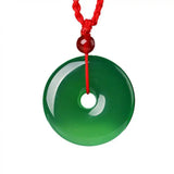 Green Jade Donut Pendant Chrysoprase Charms Ice Chalcedony Amulet Round Pendants