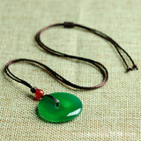 Green Jade Donut Pendant Chrysoprase Charms Ice Chalcedony Amulet Round Pendants