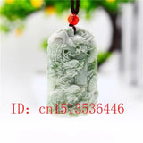 Natural Green Jade Double Sided Carving Dragon Pendant Necklace