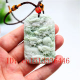 Natural Green Jade Double Sided Carving Dragon Pendant Necklace