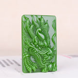 Green Jade Dragon Head Pendant Necklace Chinese Hand-Carved Charm Jewelry