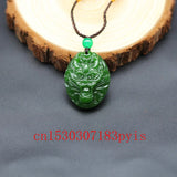 Green Jade Dragon Head Pendant Necklace Chinese Carved Charm Jewelry