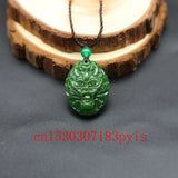 Green Jade Dragon Head Pendant Necklace Chinese Carved Charm Jewelry