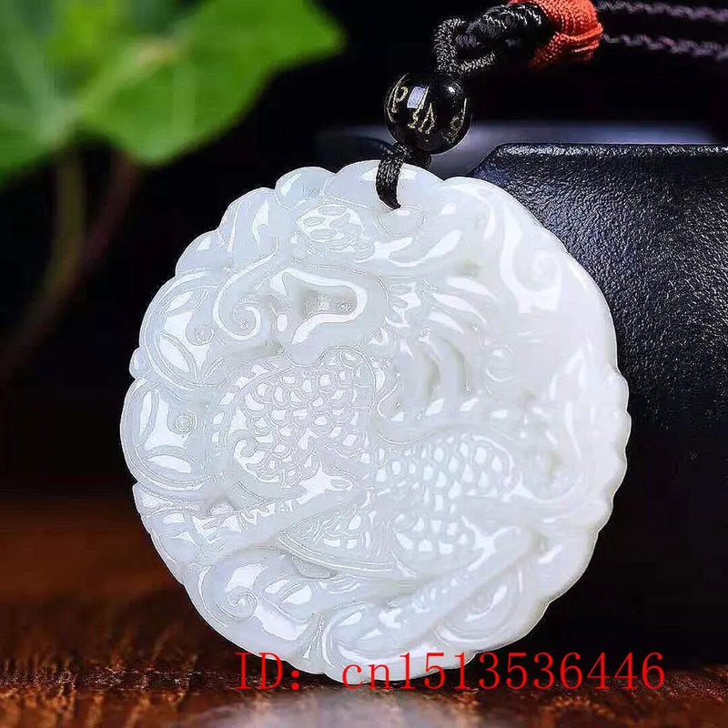 Green Jade Dragon Kylin Carved Pendant Necklace Charm