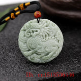Green Jade Dragon Kylin Carved Pendant Necklace Charm