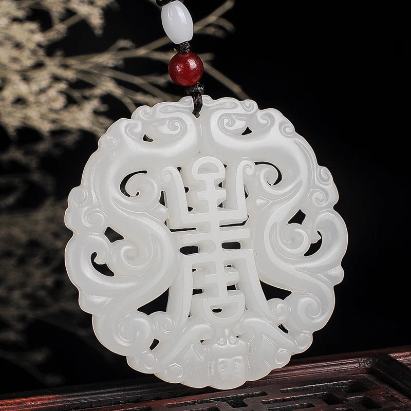 Green Jade Dragon Pendant Necklace Charm Jadeite Jewelry
