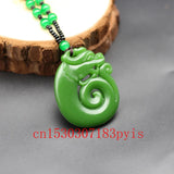 Green Jade Dragon Pendant Necklace Charm Jadeite Jewelry for Men