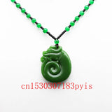 Green Jade Dragon Pendant Necklace Charm Jadeite Jewelry for Men