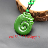 Green Jade Dragon Pendant Necklace Charm Jadeite Jewelry for Men
