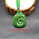 Green Jade Dragon Pendant Necklace Charm Jadeite Jewelry for Men