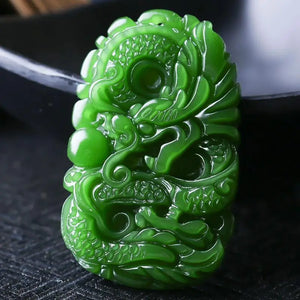 Green Jade Dragon Pendant Hand-carved Amulet Accessories