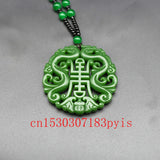Green Jade Dragon Pendant Necklace Chinese Carved Charm Jewelry