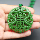 Green Jade Dragon Pendant Necklace Chinese Carved Charm Jewelry