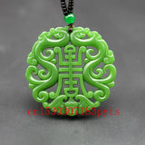 Green Jade Dragon Pendant Necklace Chinese Carved Charm Jewelry