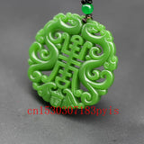 Green Jade Dragon Pendant Necklace Chinese Carved Charm Jewelry