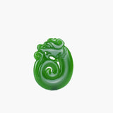 Green Jade Dragon Pendant Necklace Chinese Double-sided Carved Jadeite