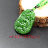 Green Jade Dragon Pendant Necklace Hand-Carved Charm Jewelry Amulet