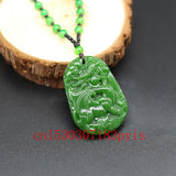 Green Jade Dragon Pendant Necklace Hand-Carved Charm Jewelry Amulet