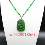 Green Jade Dragon Pendant Necklace Hand-Carved Charm Jewelry Amulet
