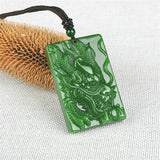 Natural Green Jade Dragon Pendant Necklace Hand Carved Charm Jadeite Jewellery