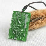 Natural Green Jade Dragon Pendant Necklace Hand Carved Charm Jadeite Jewellery
