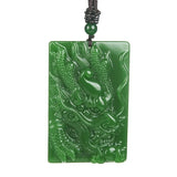 Natural Green Jade Dragon Pendant Necklace Hand Carved Charm Jadeite Jewellery
