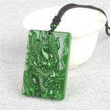 Natural Green Jade Dragon Pendant Necklace Hand Carved Charm Jadeite Jewellery