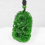Natural Green Jade Dragon Pendant Necklace Jewellery