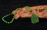 Green Jade Dragon Pendant Necklace - Hand-Carved Luck Amulet