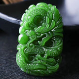 Natural Green Jade Dragon Pendant Necklace Jewellery