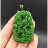 Natural Green Jade Dragon Pendant Necklace Jewellery