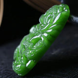 Natural Green Jade Dragon Pendant Necklace Jewellery