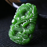 Natural Green Jade Dragon Pendant Necklace Jewellery