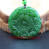 Natural Green Jade Dragon Phoenix Gossip Pendant Necklace Chinese Carved Charm