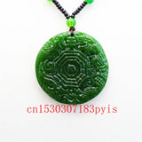 Natural Green Jade Dragon Phoenix Gossip Pendant Necklace Chinese Carved Charm